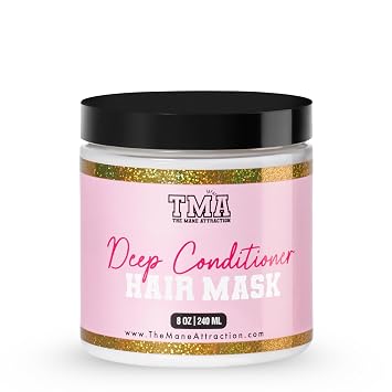The Mane Attraction Deep Conditioning Hair Mask Intensive Moisture & Repair Treatment for Dry, Damaged & Curly Hair Shea Butter, Aloe & Castor Oil Frizz Control Silicone Free 8oz