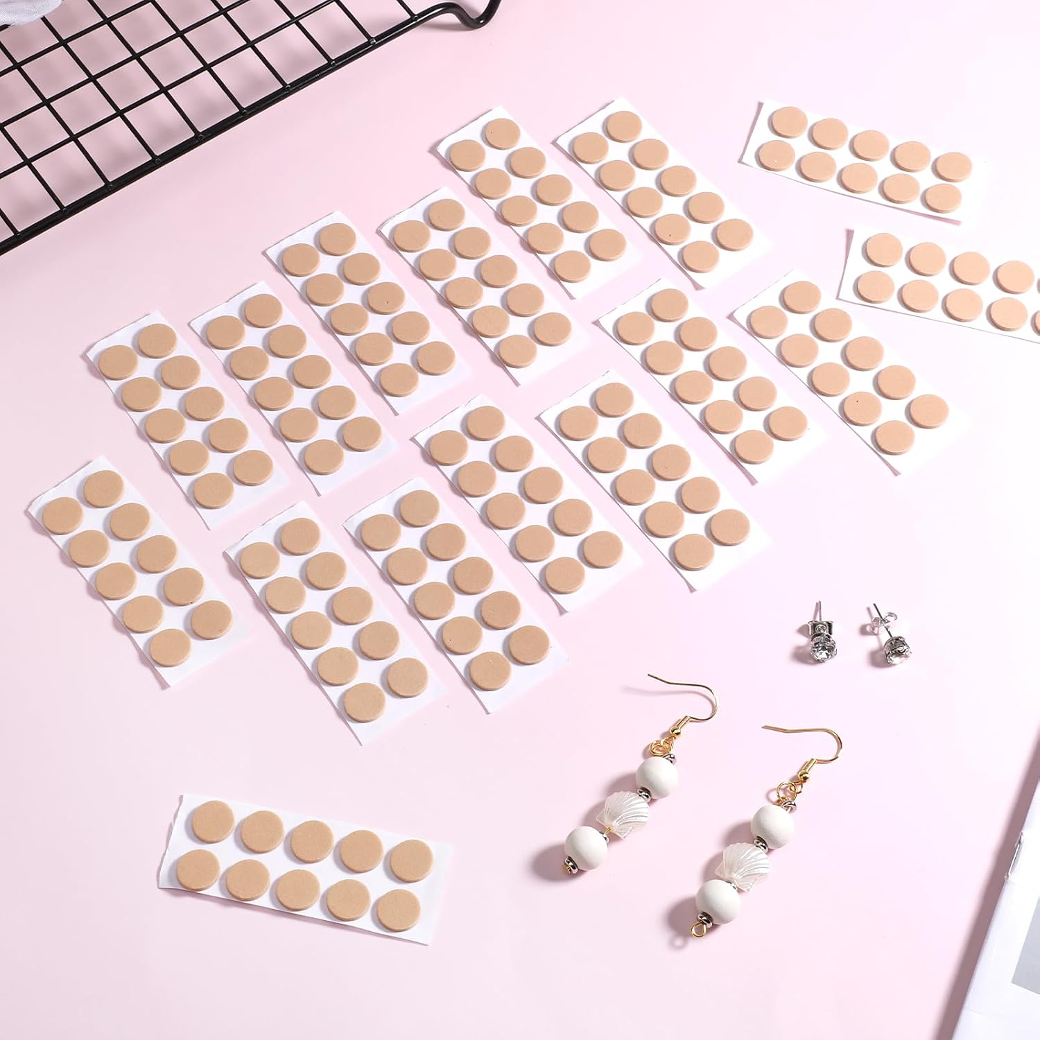 300Pcs Ear Lobe Support Patches, Earring Covers for Sports Self-Adhesive Ear Lobe Support Backs Earring Backs Replacement Waterproof Lifting Patches for Supporting Large Heavy Earrings