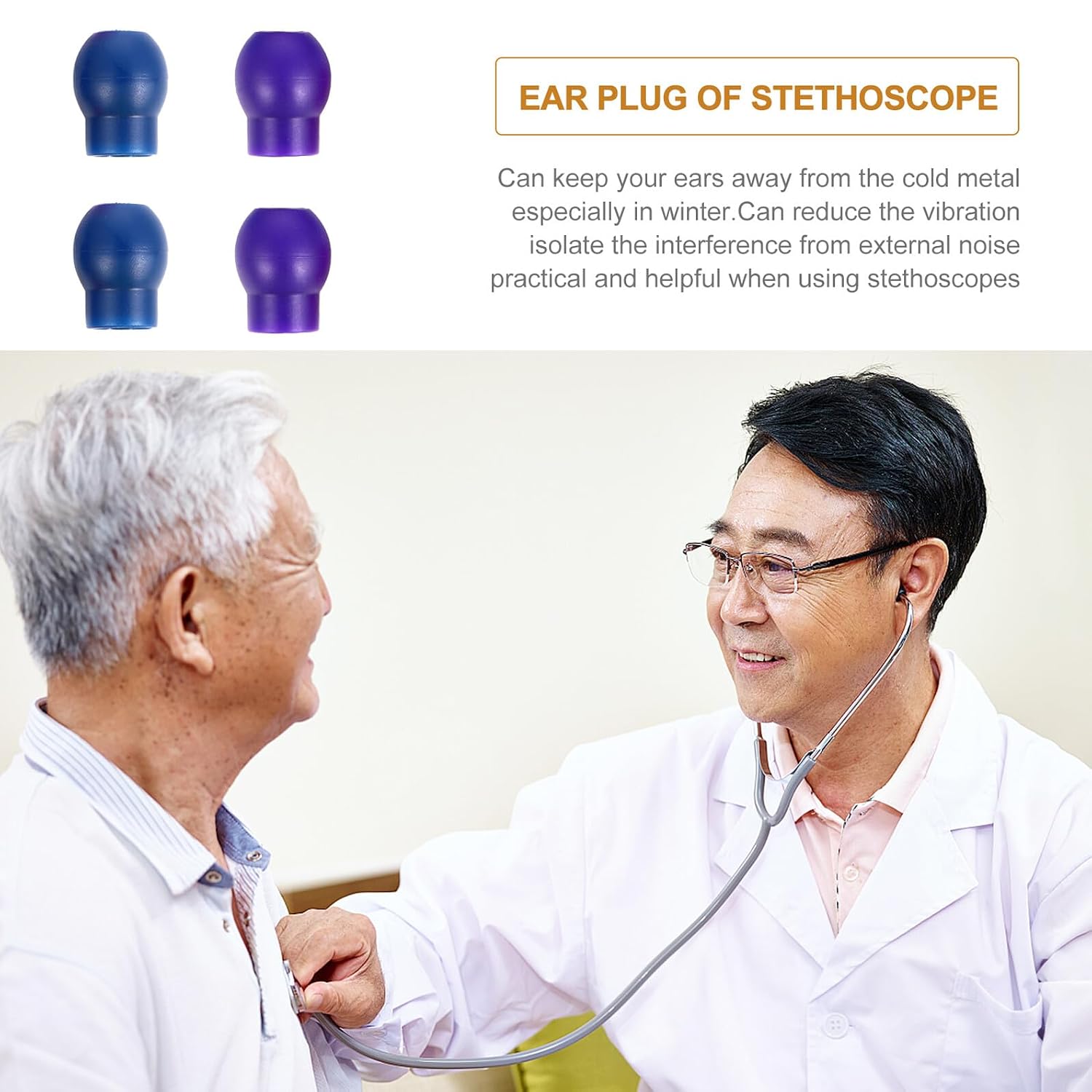10 Pairs PVC Stethoscope Replacement Ear Tips Soft-Sealing Earbuds Comfortable Sound Transmission Compatible with Metal Stethoscopes for Hospital Use Random Color