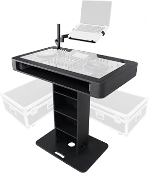 ProX XZF-DJCTBL MK2 Control Tower DJ Podium with Road Cases for Pioneer DDJ-REV7 DDJ-FLX10 XDJ-XZ RANE FOUR - Black Finish