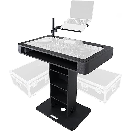 ProX XZF-DJCTBL MK2 Control Tower DJ Podium with Road Cases for Pioneer DDJ-REV7 DDJ-FLX10 XDJ-XZ RANE FOUR - Black Finish