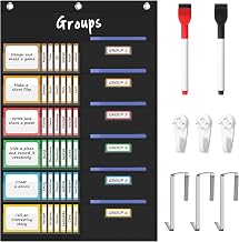 KIKIGOAL Small Group Management Pocket Chart with 96 Cards, Classroom Jobs Chart Small Group Organizer and on Task for Elementary Middle High School Classroom Teacher Office Goal Supplies