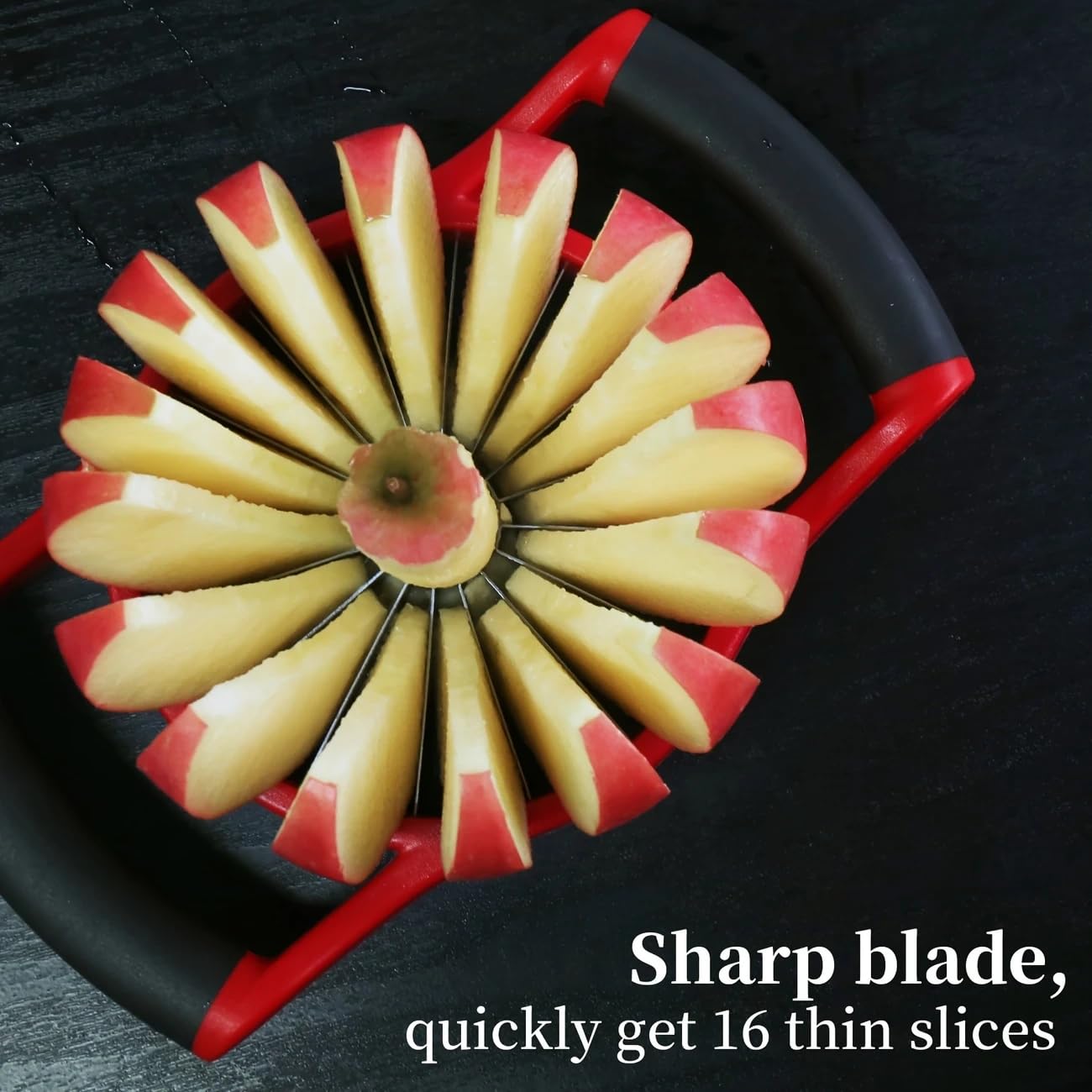 16-Slice Apple Corer Slicer - Stainless Steel Fruit Divider for Apples/Pears/Potatoes, Quick Manual Kitchen Tool, Dishwasher Safe - for Cooking Enthusiasts