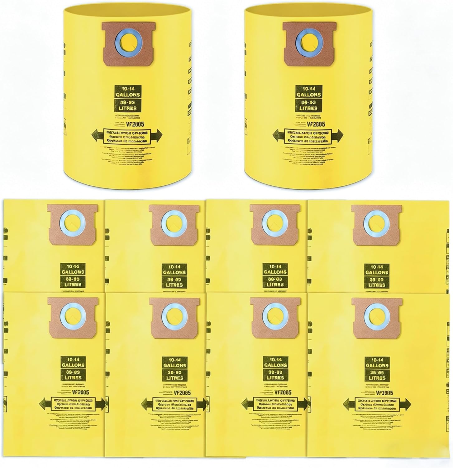 Gudotra 10 Packs Type I 90672 Vacuum Bags Replacement for Shop-Vac 10-14 Gallon Bags Replace Part 9066233 9066200 9067200 9067233 High-Efficiency Disposable Collection Filter Bag VF2005