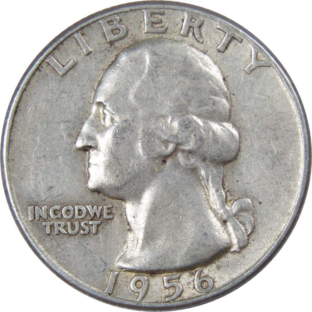1956 Washington Quarter AG About Good 90% Silver 25c US Coin Collectible Thumbnail