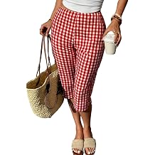 Womens Cropped Jeans New Spring/Summer Vintage Plaid Fabric 7/8 Length Slim Fit Pants for Women