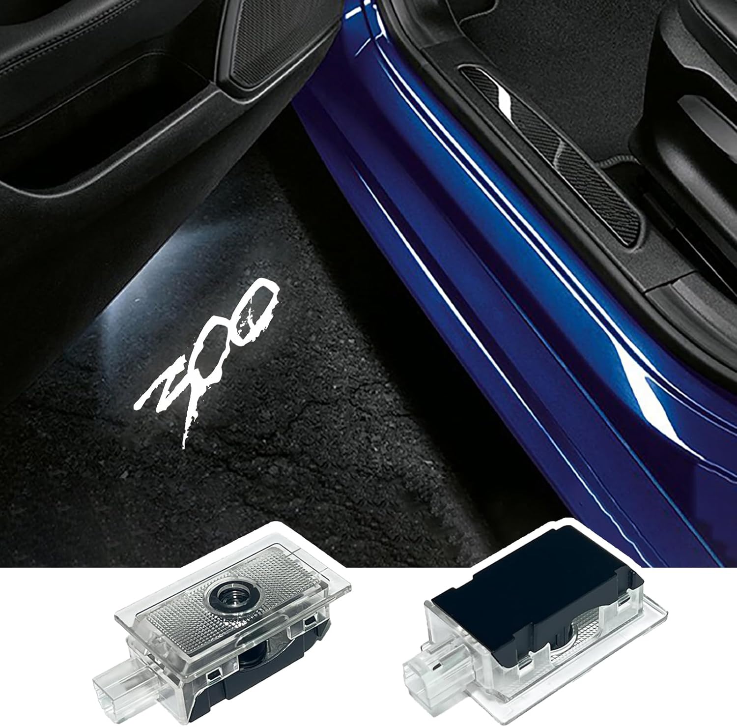 2PCS LED Car Door Logo Projector Lights for 300 300C 300S 2005-present Ghost Shadow Light Laser Courtesy Step Lights Puddle Lamp Accessories (White)