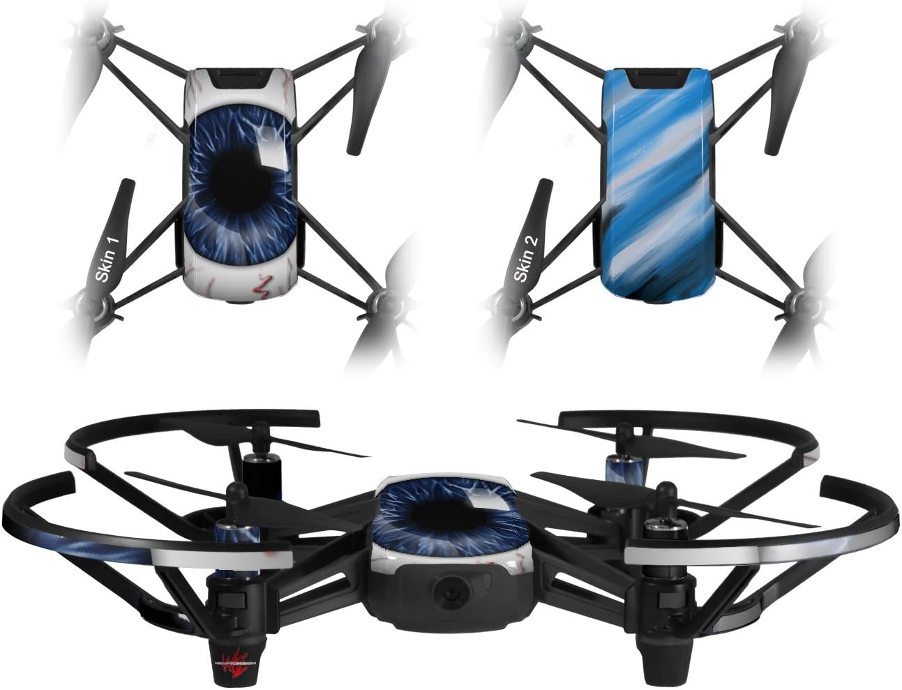 Skin Decal Wrap 2 Pack Compatible with DJI Ryze Tello Eyeball Blue Dark Drone NOT Included