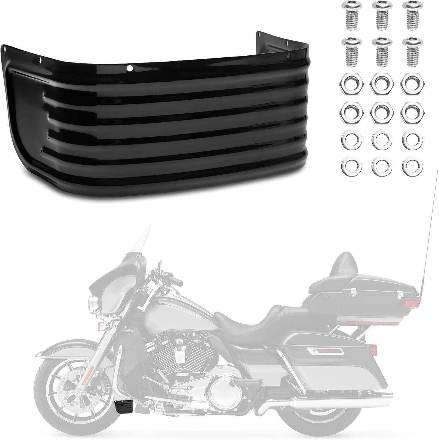 Goldfire Front Fender Trim Skirt Ribbed Steel Fender Protector Accessories Fit for Harley Electra Glide Road King Tri Glide 2014-2024, Black