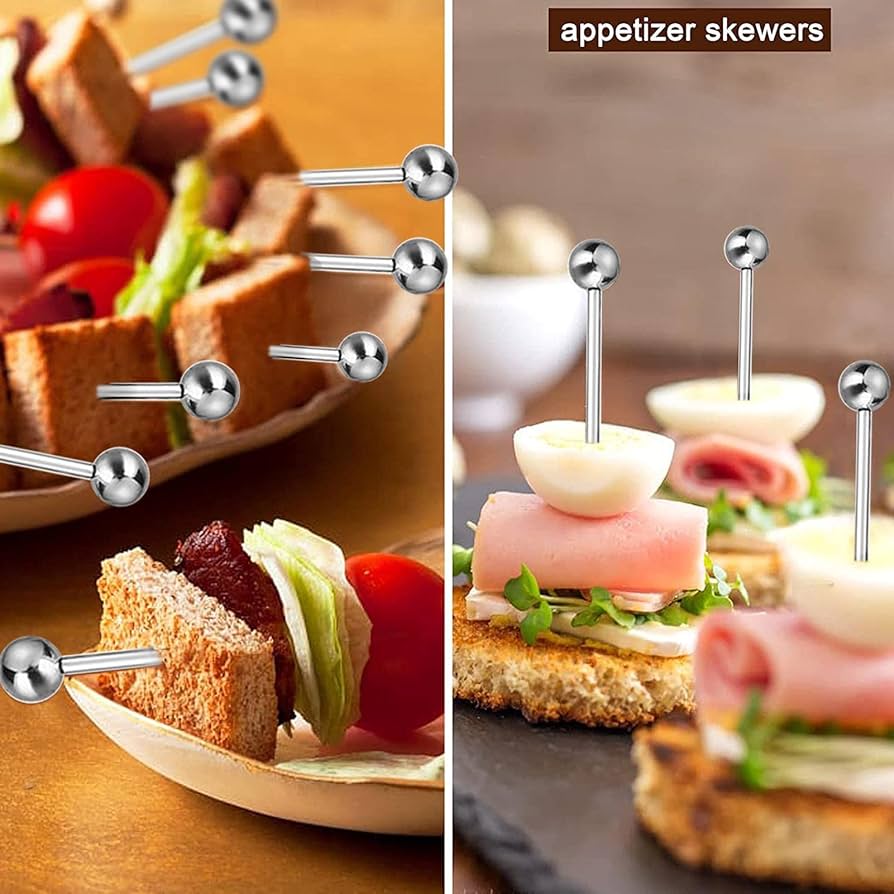 Amazon|ステンレススチール製カクテルピック 10本 再利用可能な金属 Amazon|ステンレススチール製カクテルピック 10本 再利用可能な金属