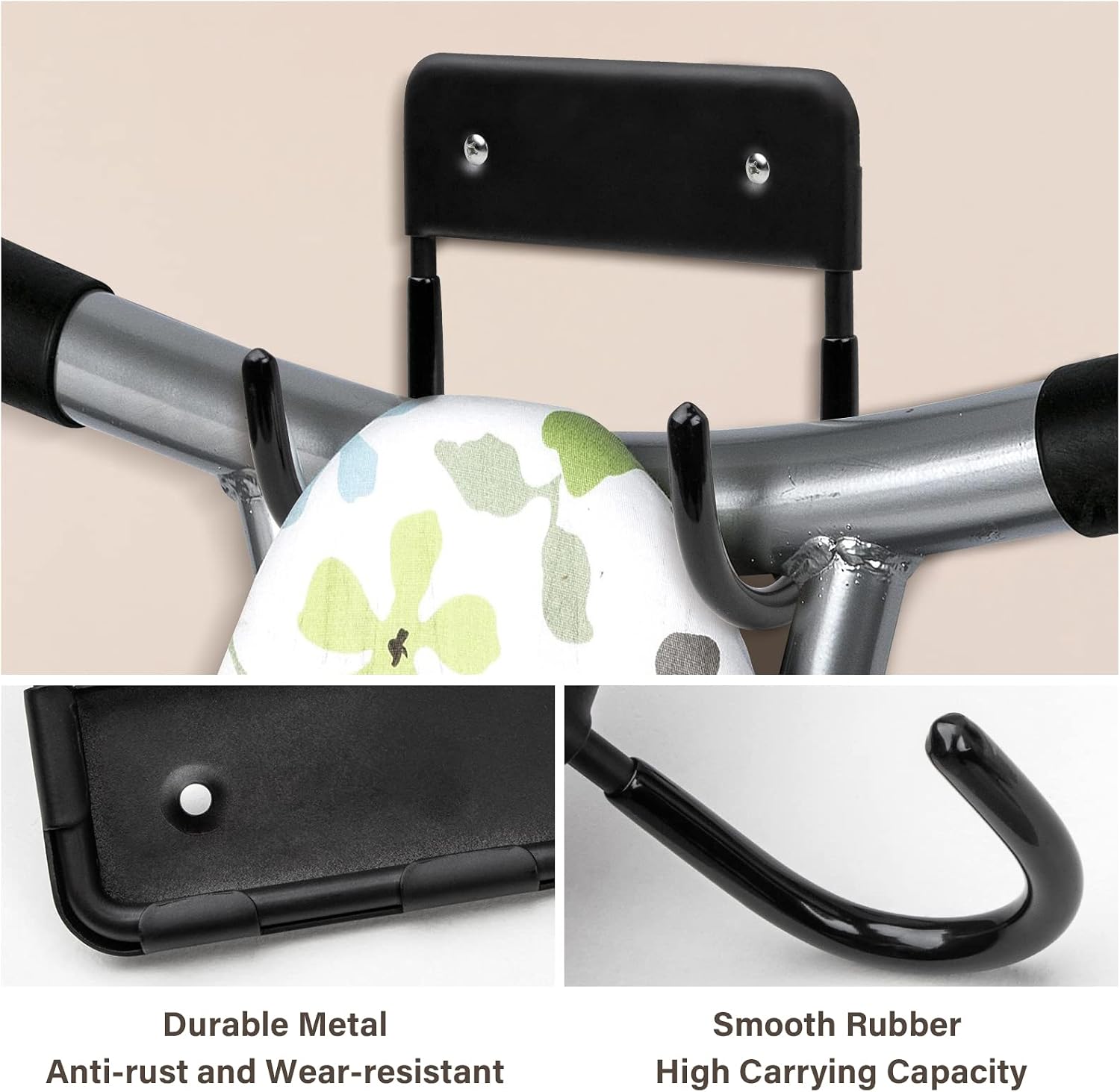 Alpinista Ironing Board Hanger Iron Board Wall Mount for Laundry Rooms, Black