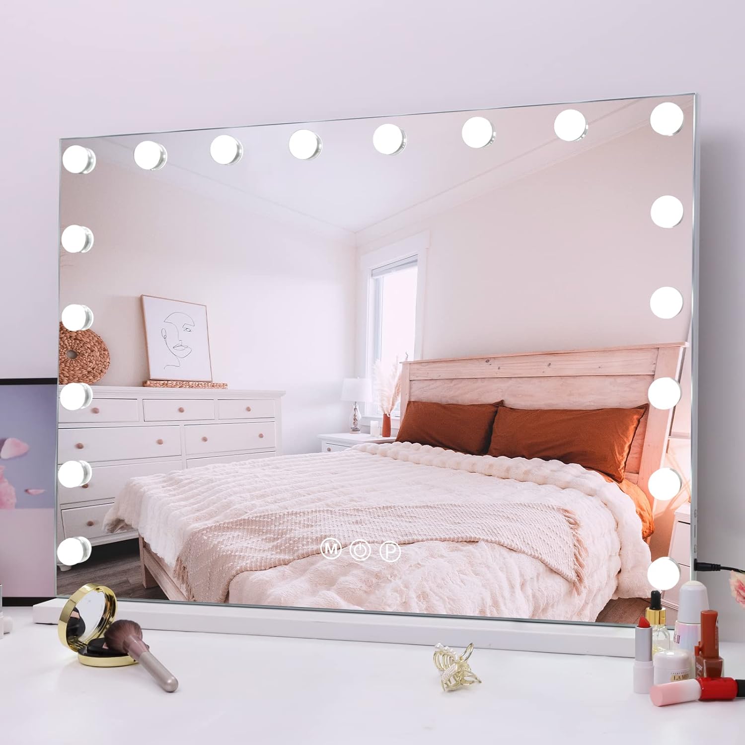 Fenair Large Vanity Makeup Mirror with Lights 32"X23