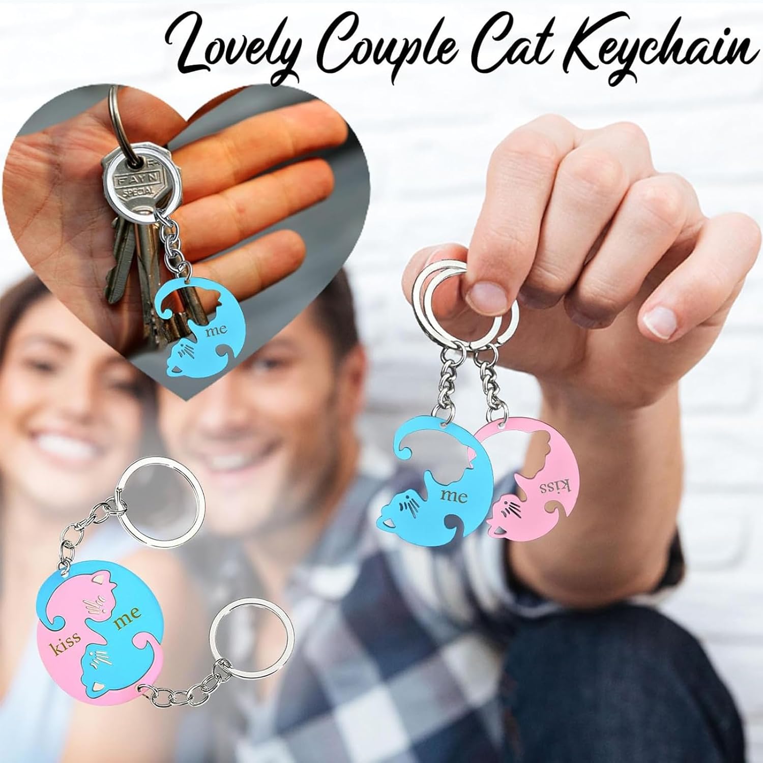 Kiss Cat Coffee Couple Handmade Mug, Funny Tea Ceramic cup set for Bride and Groom, Matching Gift for Engagement Wedding and Married Couples Anniversary Valentines Day Girlfriend Wife - Image 3