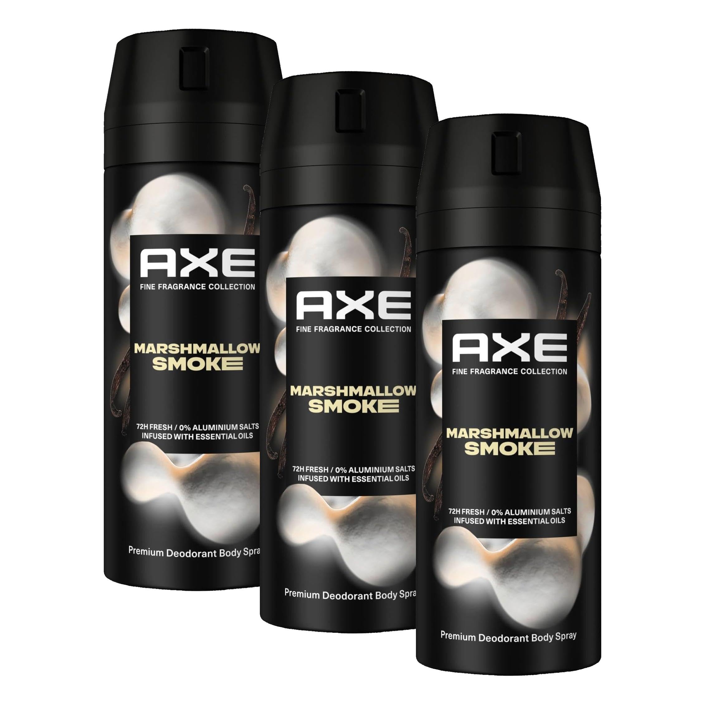 Axe Premium Bodyspray Marshmallow Smoke Deo ohne Aluminiumsalze für 72 Stunden Frische 150 ml (Packung mit 3) Kosmetik
