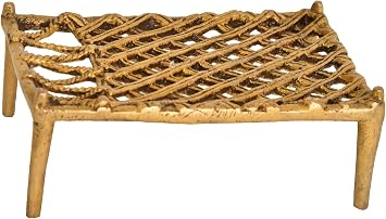 4" Traditional Indian Rope Charpai in Brass | Handmade | Made in India - Brass