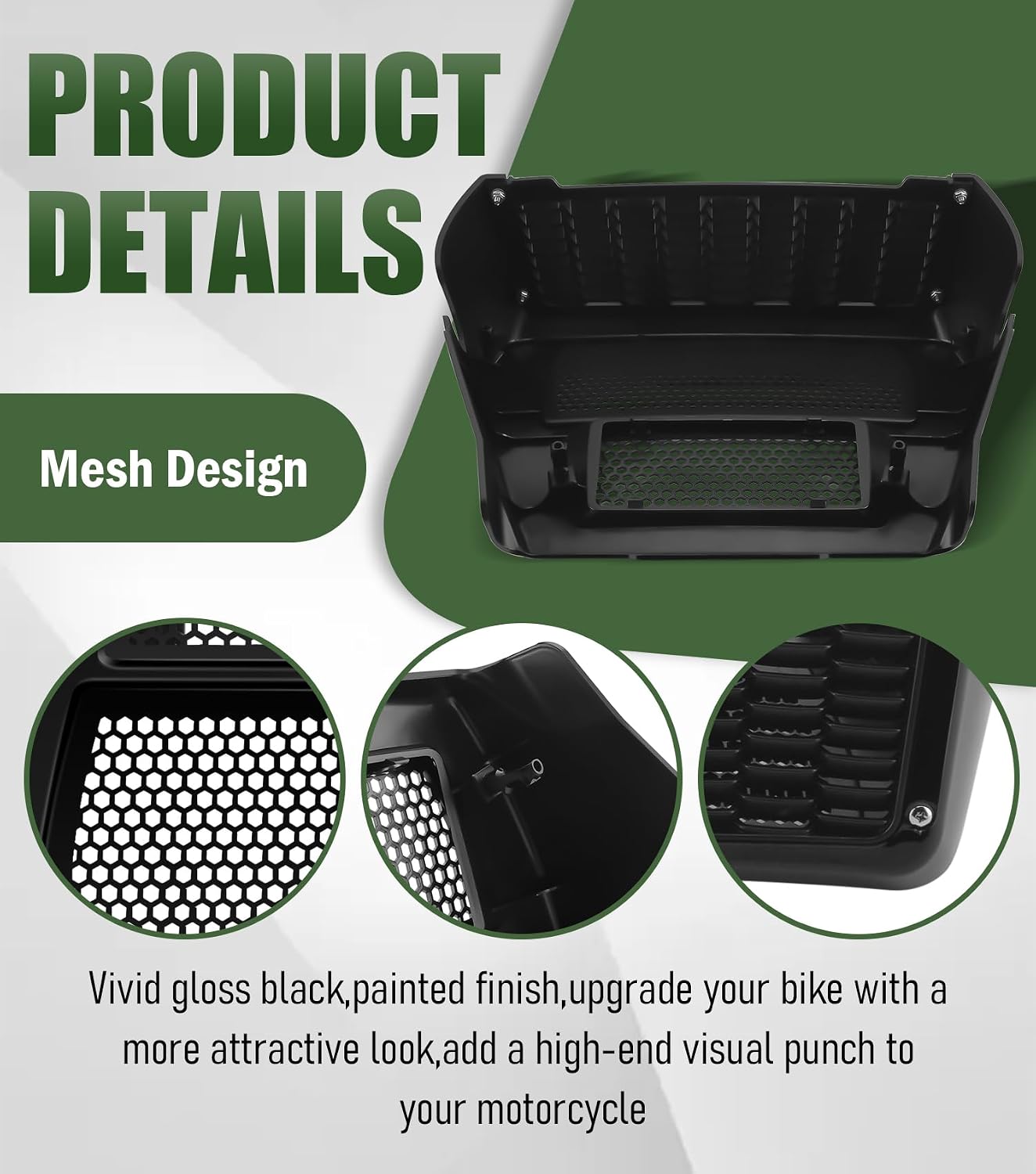 Upgraded Chin Spoiler Radiator Cover with Skid Plate Compatible with Harley Davidson Touring CVO Street Glide&CVO Road Glide 2023.5-2026,Street Glide and Road Glide 2024-2026 (Vivid Black)