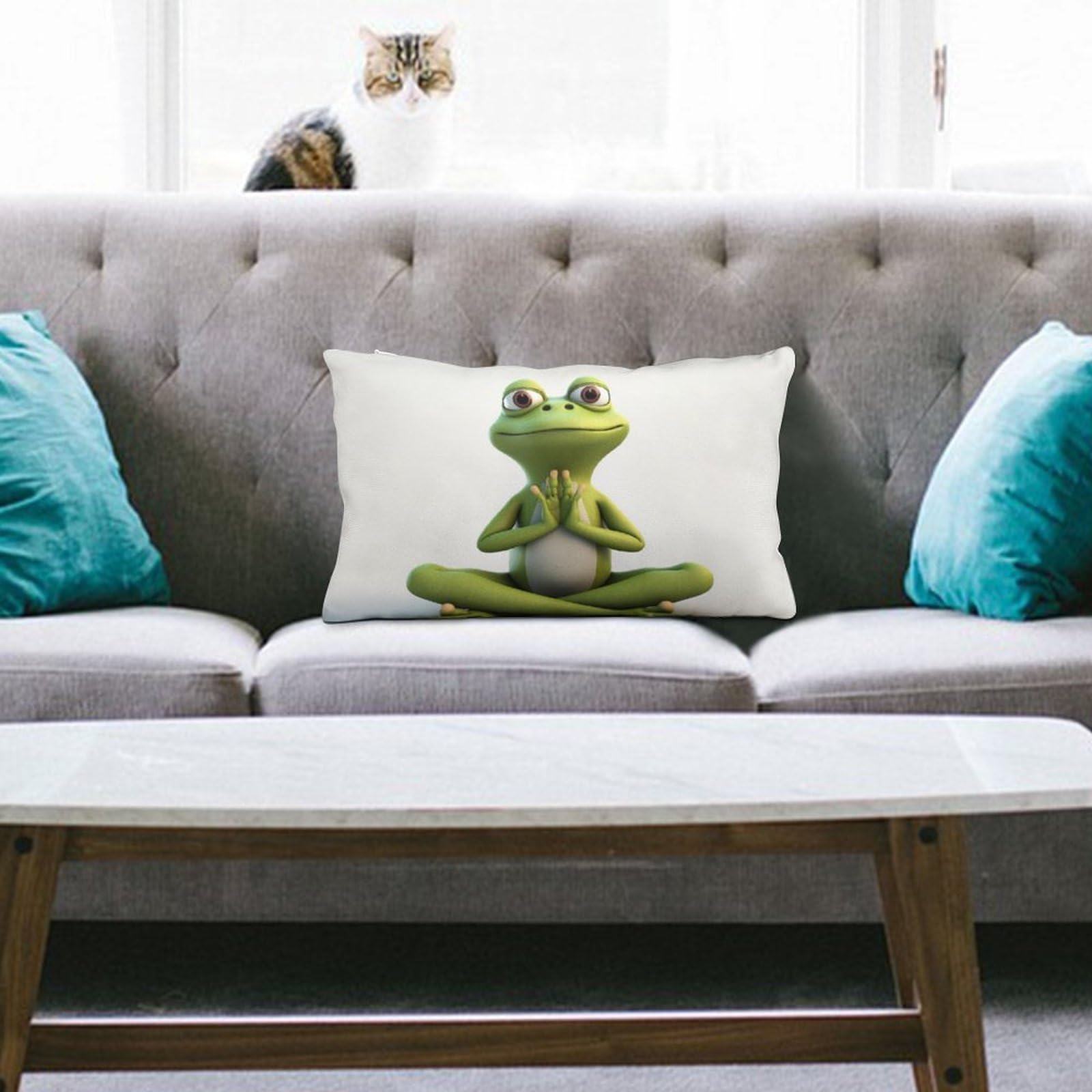 NTVOWPZO Decoration Throw Pillow Covers 8"x12" Pillowcases Covers The Funny Frog Doing Yoga Soft Pillowcases Modern Farmhouse Home Decor Sofa Cushions Covers for Couch Bed Living Room