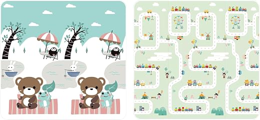 Kobo Waterproof Foldable Play Mat 198 x 148 x 0.8 cm | Thick XPE Foam Reversible Floor Mat | Soft Non-Toxic Activity Playm...