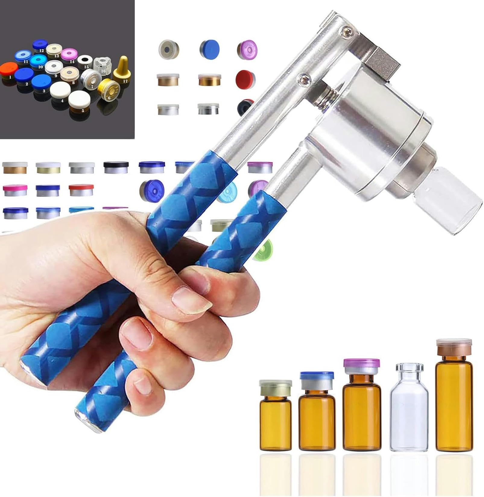 Bottle Capper， 13/15/20mm Manual Sealing Machine, Hand-Held Capping Pliers, Vial Tool(Fullaluminum,20mm)