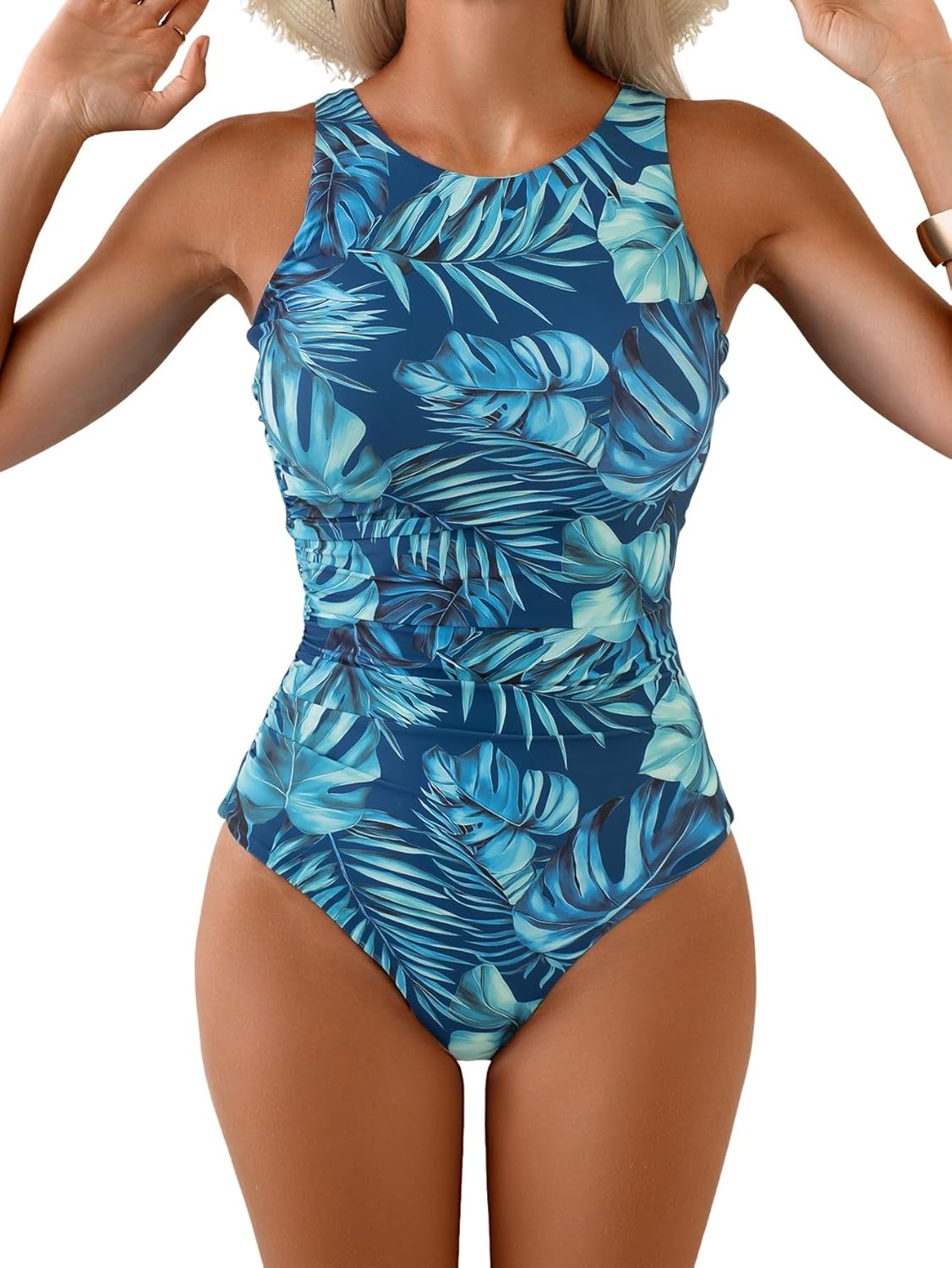 One Piece Bathing Suit for Women High Neck Tummy Control Swimsuit Modest Slimming Full Coverage Swimwear