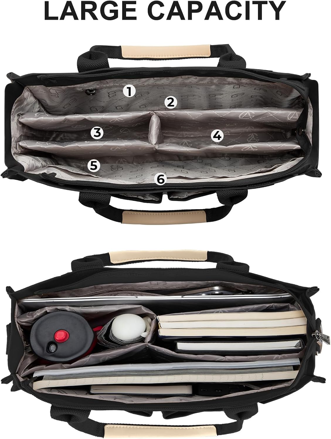 Canvas Tote Bag for Women Crossbody Work Purse with Pockets Top Handle Handbag Satchel Bags for Travel Nurse Teacher - Image 4