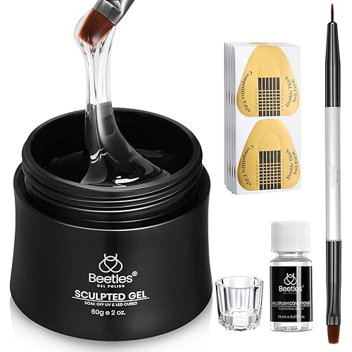 Beetles Builder Gel for Nails, 60g Sculpture Hard Gel with Dual Nail Pen Forms for Nail Thickening, 10 in 1 Manicure Extension UV Strengthener for Manicurist and Nail Art Major