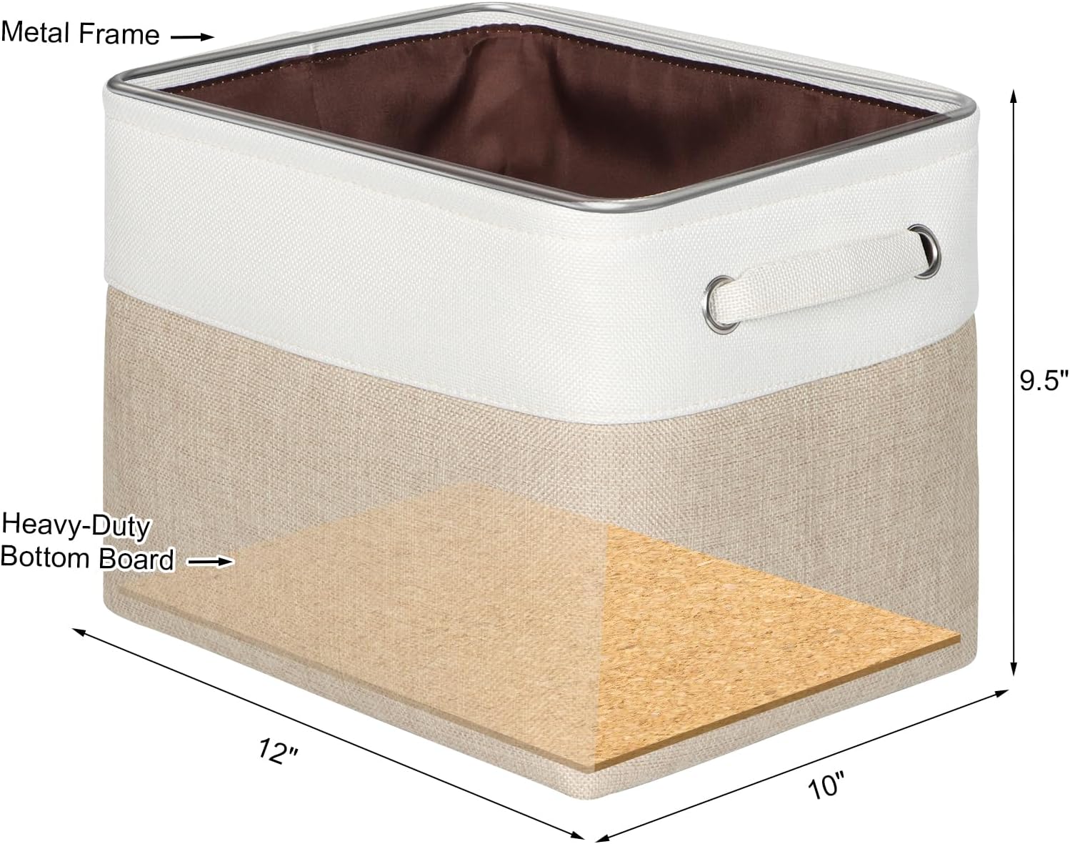 kntiwiwo foldable storage bin collapsible fabric storage basket cube with durable handles closet organizer bins for organizing shelves drawers, set of 3, 12" x 10" x 9.5", beige beige 12" x 10" x 9.5"