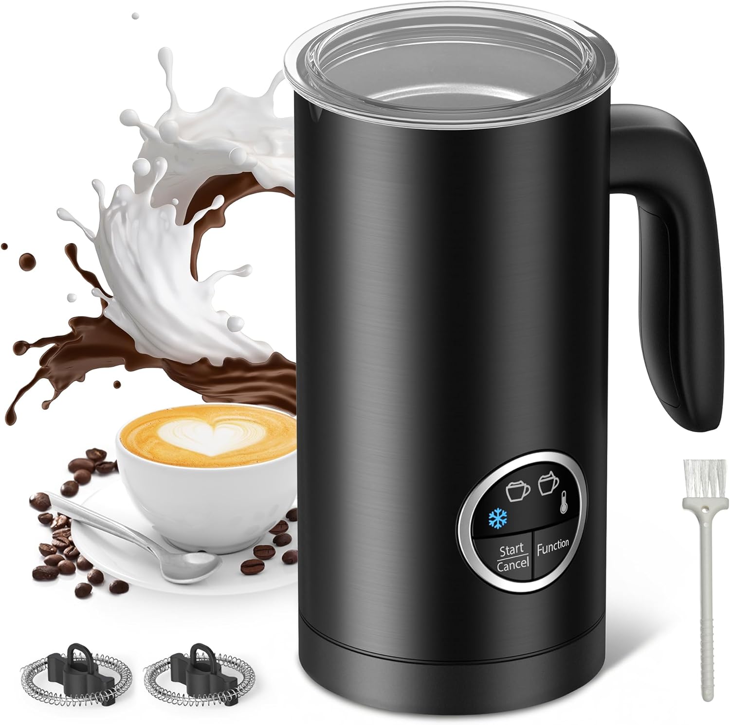 Airyoyo Milk Frother, 4-in-1 Milk Frother and Steamer, ErgonomicStylish Design, Hot & Cold Milk Steamer with Temperature Control, Auto Shut-Off Frother for Coffee, Latte, Cappuccino, Macchiato, White