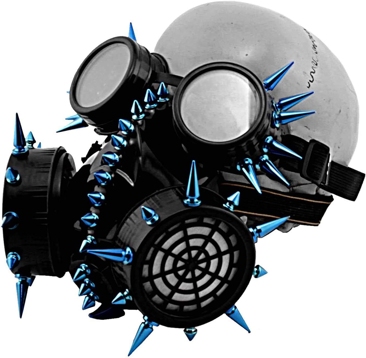Punk Gothic Blue Spikes Steampunk Gas Mask Goggles Cosplay Props Halloween Costume Accessories Men/Women