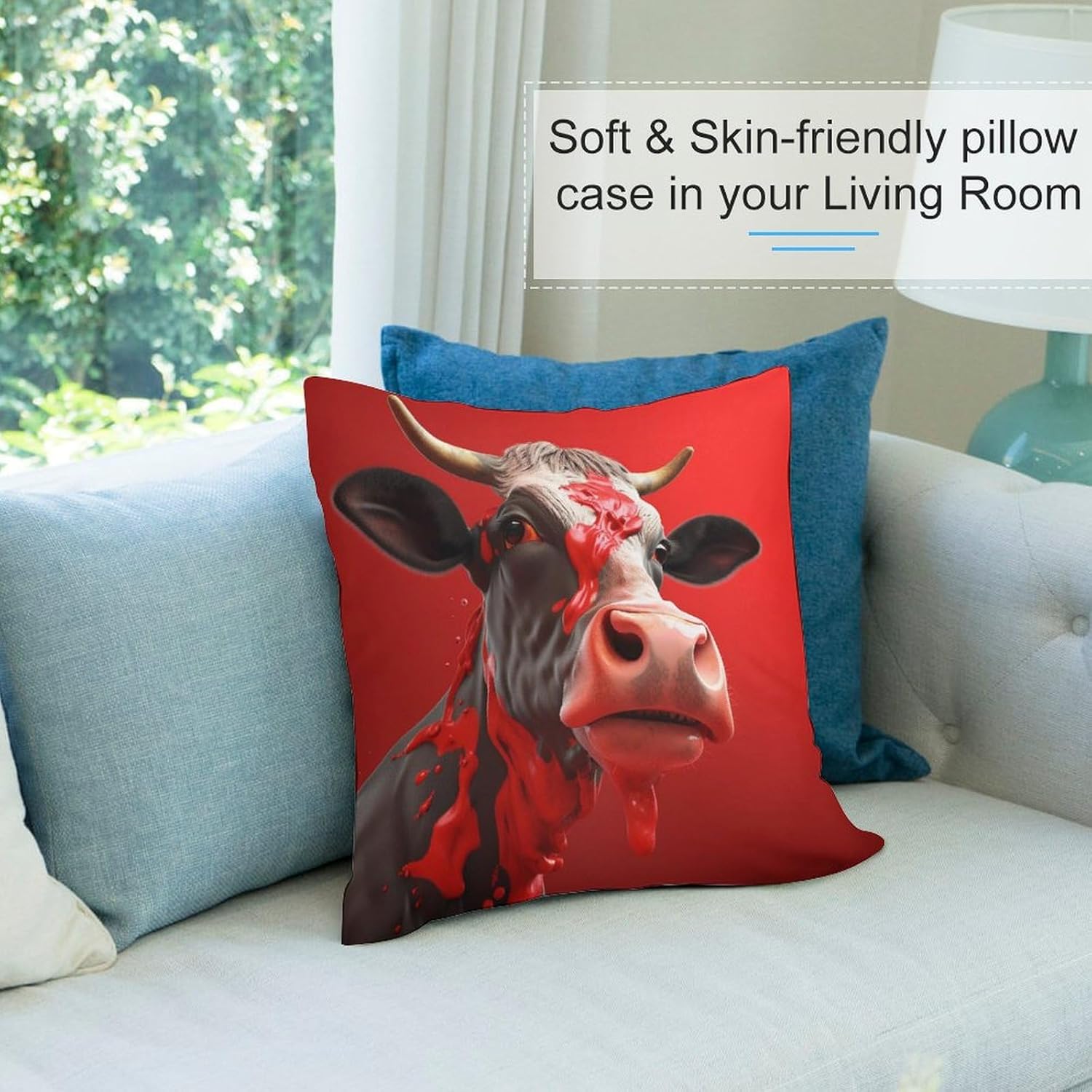 Zippered Pillow Cover, Pillow Protector, Funny Animals Printed Pillow Cover of 4, Pillow Not Included