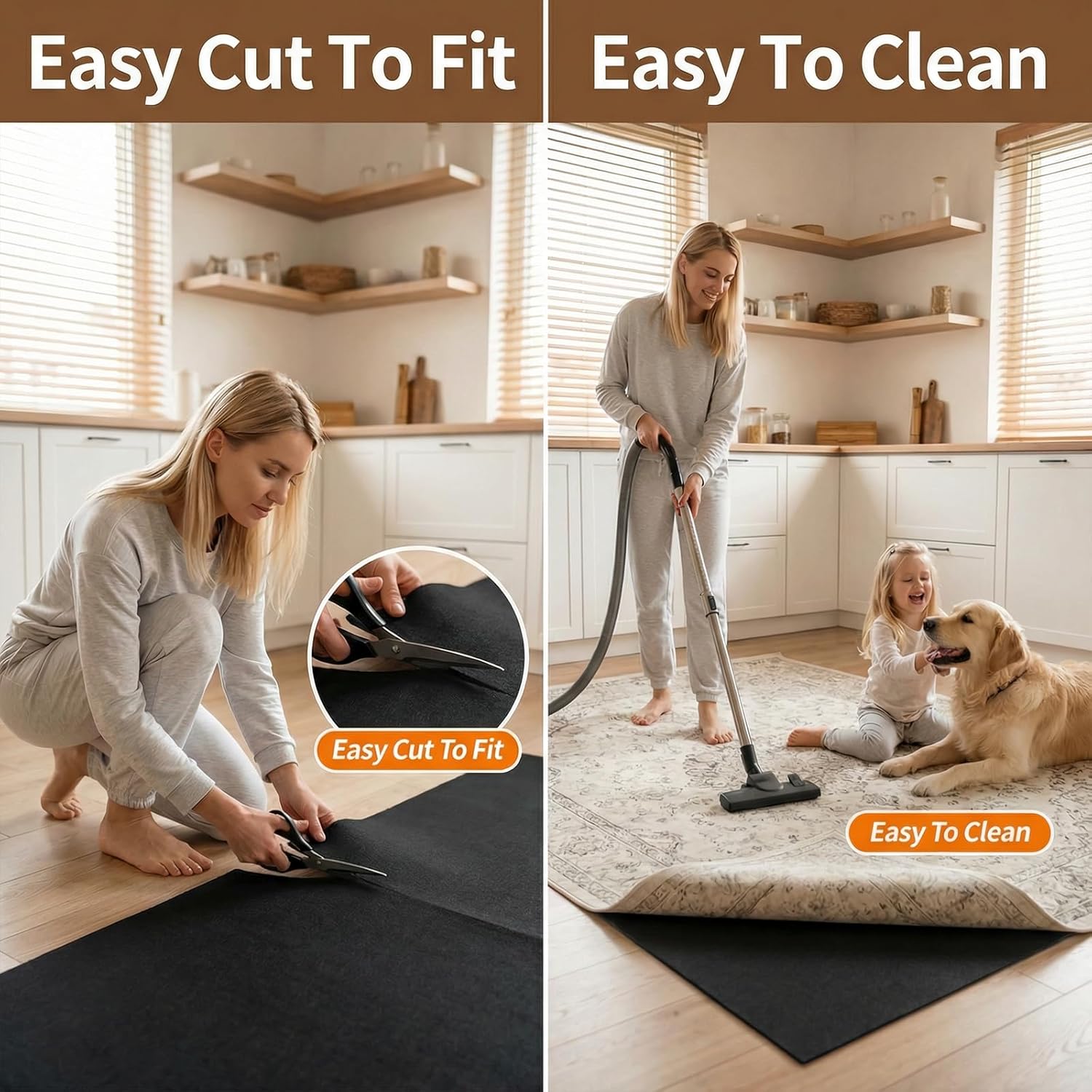 AHEONLAR Non-Slip Rug Pads, Waterproof Extra Large Area Rugs Pad 3'x5' Non Skid Felt Pads Rugs for Living Room, 1/8 inch Thick Carpet Padding Protector Mat Floor Mat