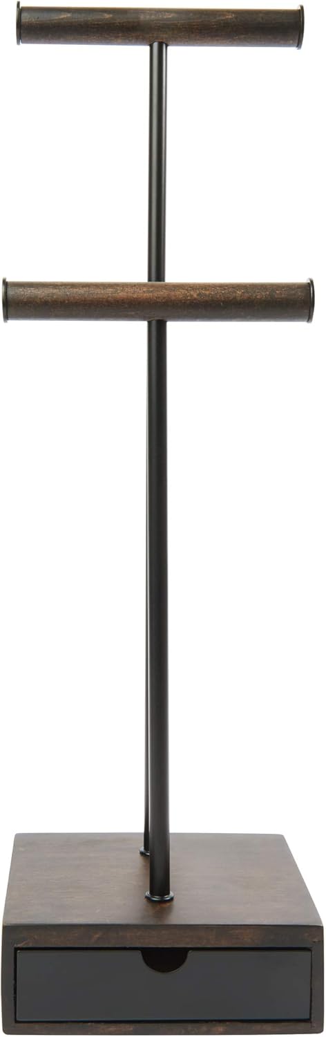 Umbra Pillar Jewelry Stand/Jewelry Organizer Walnut and Black Metal Jewelry Stand With Drawer : Everything Else