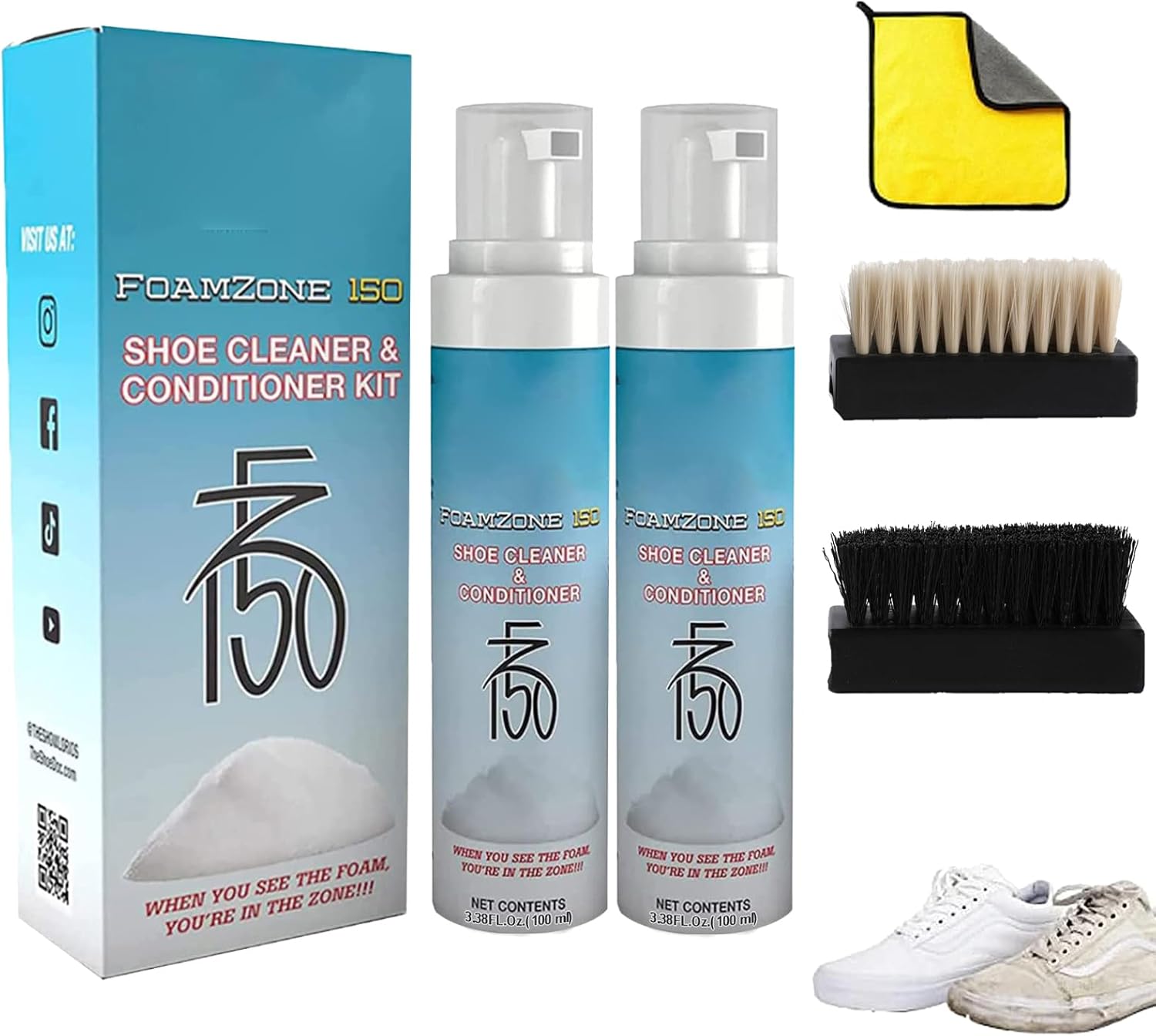AZISEN Foamzone150 Cleaner Kit,Shoe Doc Fz150 Shoe Cleaner Foam Kit