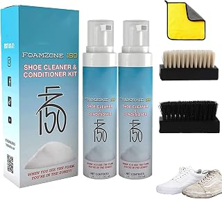 AZISEN Foamzone150 Cleaner Kit,Shoe Doc Fz150 Shoe Cleaner Foam Kit,Foamzone 150 Shoe Cleaner & Conditioner Kit (2 Bottle),100ML