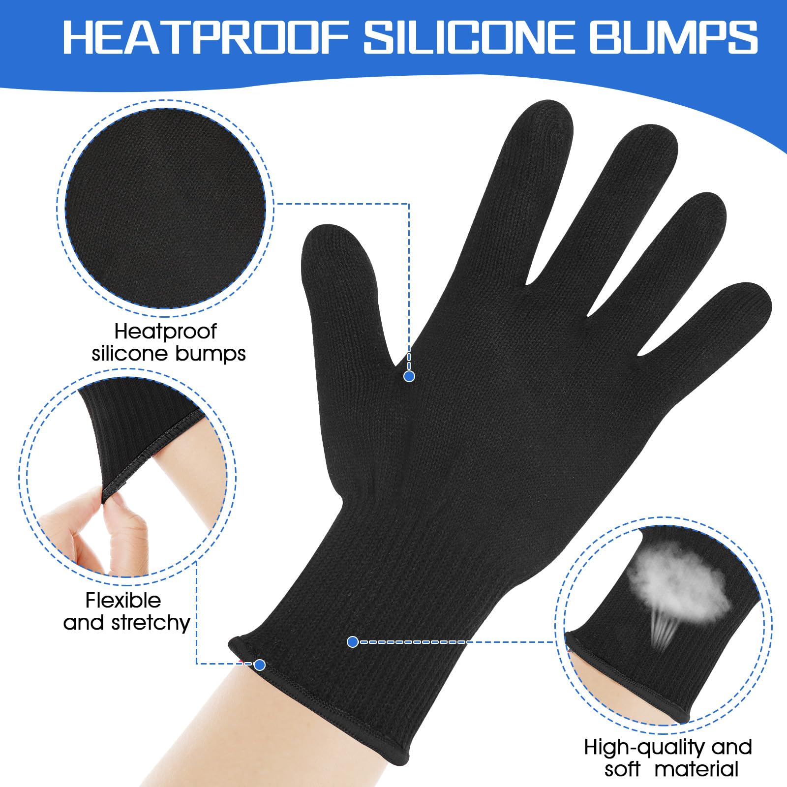 WLLHYF Gants professionnels résistant à la chaleur pour coiffure, fer à friser, fer à lisser, gants de blocage de la chaleur pour la main gauche et droite (bordure noire)