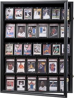 KCRasan 35 Graded Sports Card Display Frame -Baseball Card Display Case Lockable - Trading Card Collector Wall Display Holder for Basketball Football Hockey Cards, UV Protection Acrylic(Black)