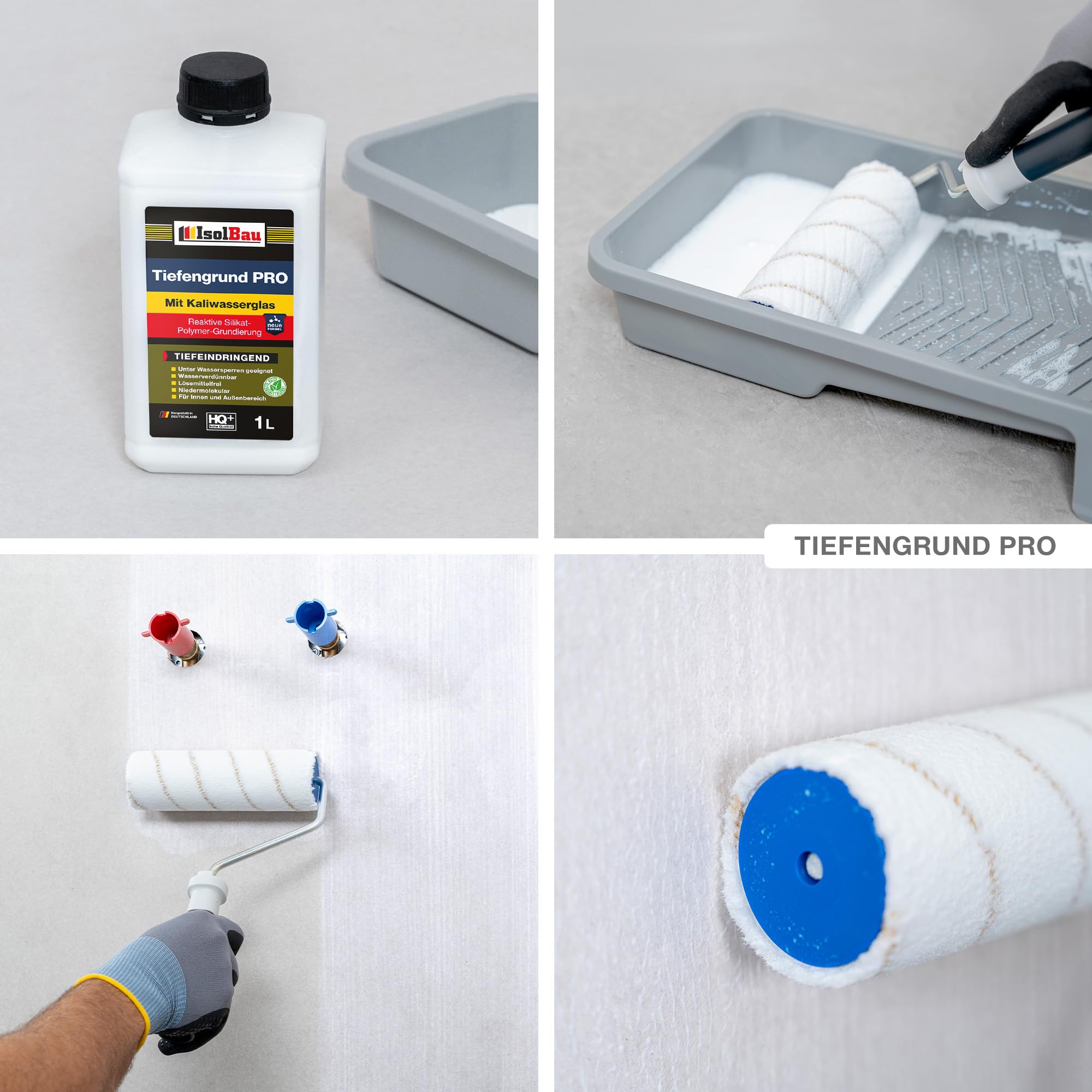 Isolbau Dichtset - Inkl. 1x Flüssigfolie PLUS (5,5 kg), 1x Tiefengrund PRO (1L), 1x Dichtband (5 m), 2x Innenecken & 2x Manschetten