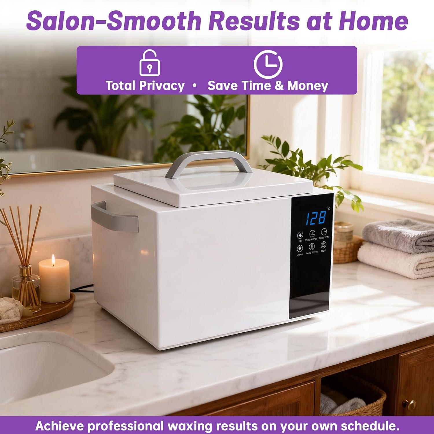 1.5L Large Capacity Digital Wax Warmer - Smart Touch Screen Wax Melting Pot with Precise Temp Control (86-275°F), Fast 5-Min Heat, for Professional Hair Removal & SPA, with Silicon Spatula & 50 Sticks