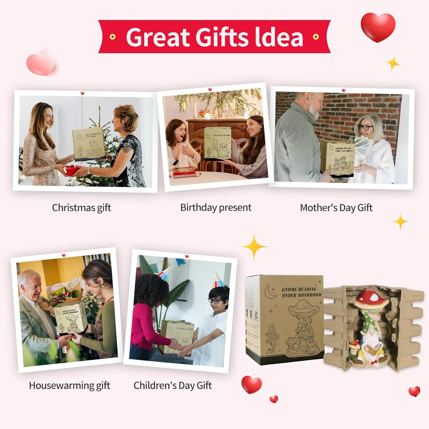 Upgraded Size Solar Garden Outdoor Statues Gnome Reading Under Mushroom with 5 LED Lawn Decor Outside Decorations for Patio, Balcony, Yard Ornament Unique Garden Gift - Image 7