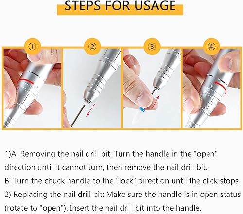 Miniatura 4 de Luqeeg Kit profesional de manicura y pedicura, juego de lima de uñas eléctrica recargable por USB, 30000 RPM, pantalla LCD, máquina de taladro de