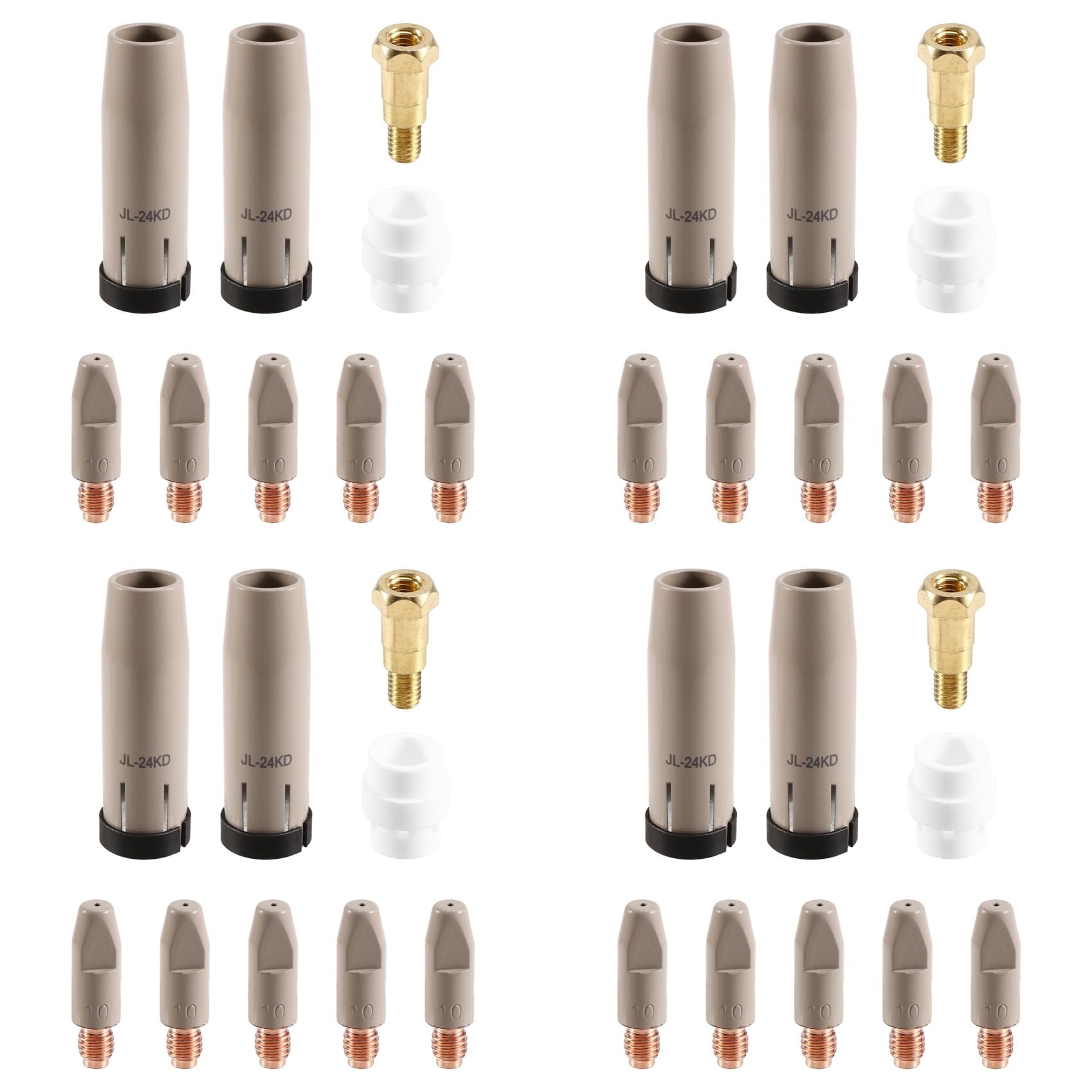 Jnchdghwa As Shown 36Pcs 24Kd Coating Protection Nozzle 1.0Mm Mig Torch Gas Nozzle Tip Holder Of 24Kd Migmag Welding Torch