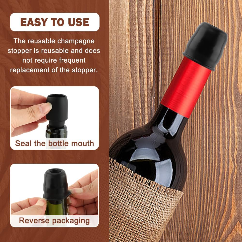 8 Pack Silicone Wine Stoppers, Reusable Bottle Stoppers with Double Seal