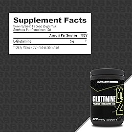 NutraBio Pure L-Glutamine Powder, 100 Servings L-Glutamine Supplement, Amino Acid, Pure Grade, Glutamina, Absolutely no Additives, Fillers or Excipients, Muscle Recovery Supplement - (500 Grams)