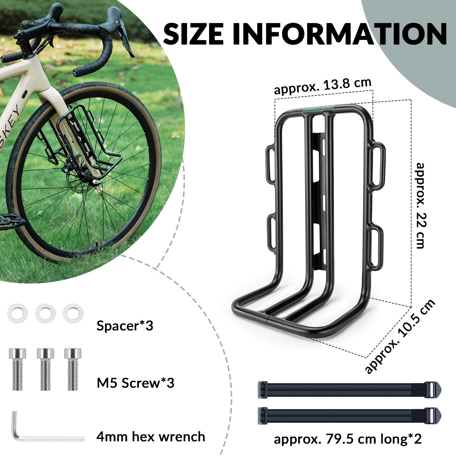 ROCKBROS Borsa da Portapacchi Anteriore e Portapacchi Anteriore per Bici MTB in Alluminio, Grande Capacità 2.7L, Impermeabile