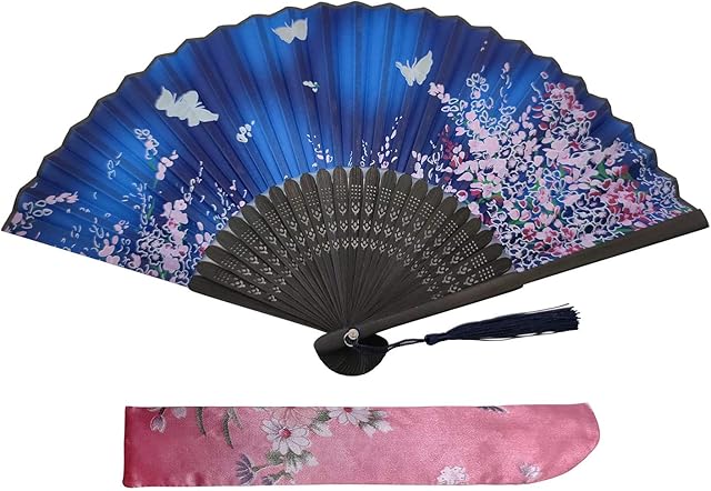 Kibon Folding Fans, Hand Fans, Handheld Fans, Bamboo Fans with Tassel for Birthday Gifts Dancing Cosplay Wedding Party Props Decoration