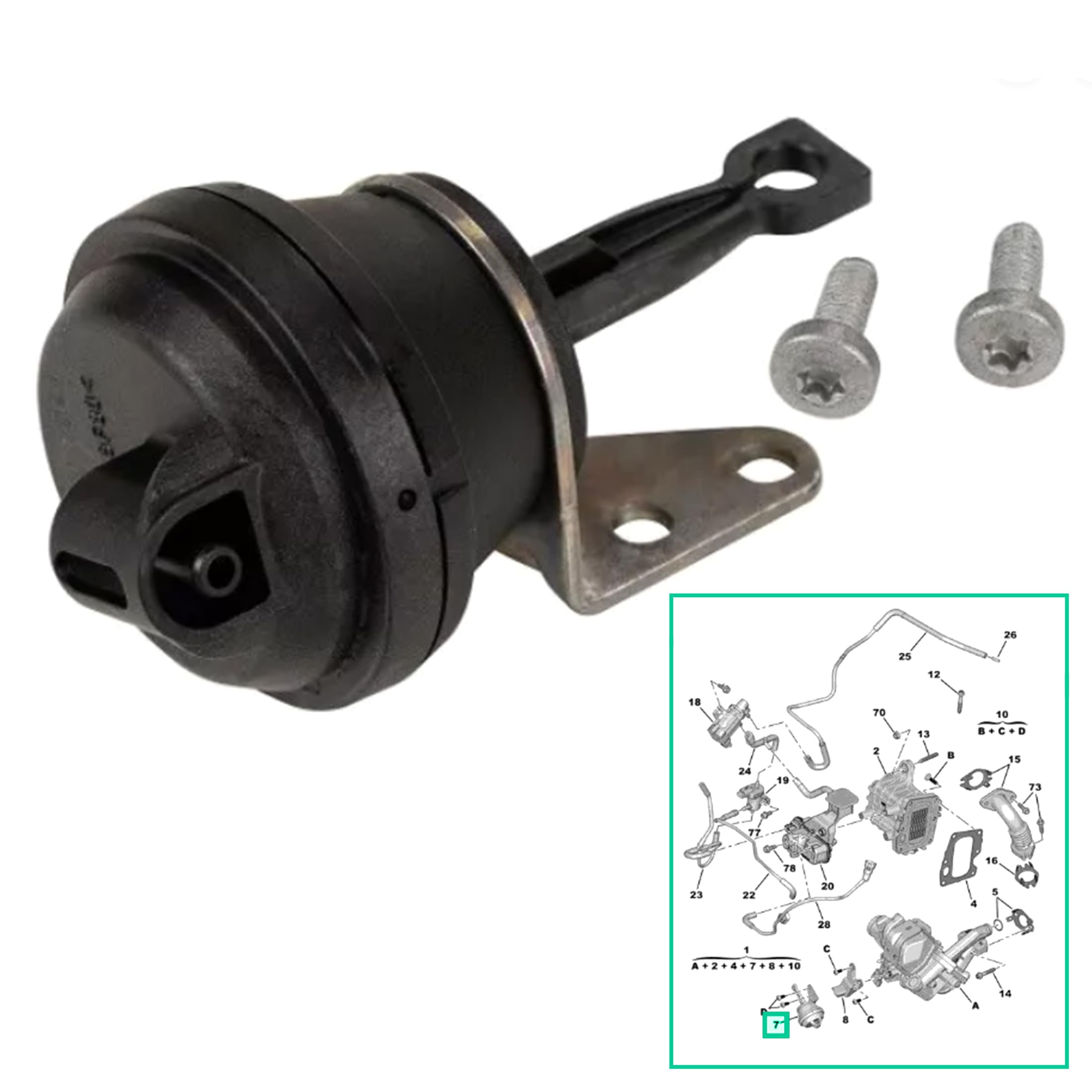 Partsline Vanne de Dépression EGR compatible avec C4 Picasso II, C4 Spacetourer, C5 Aircross, DS4, DS5, Jumper II, Jumpy III, 3008, 308, 5008, 508, Boxer, Expert, Traveller 2.0 BlueHDi - 9800110380