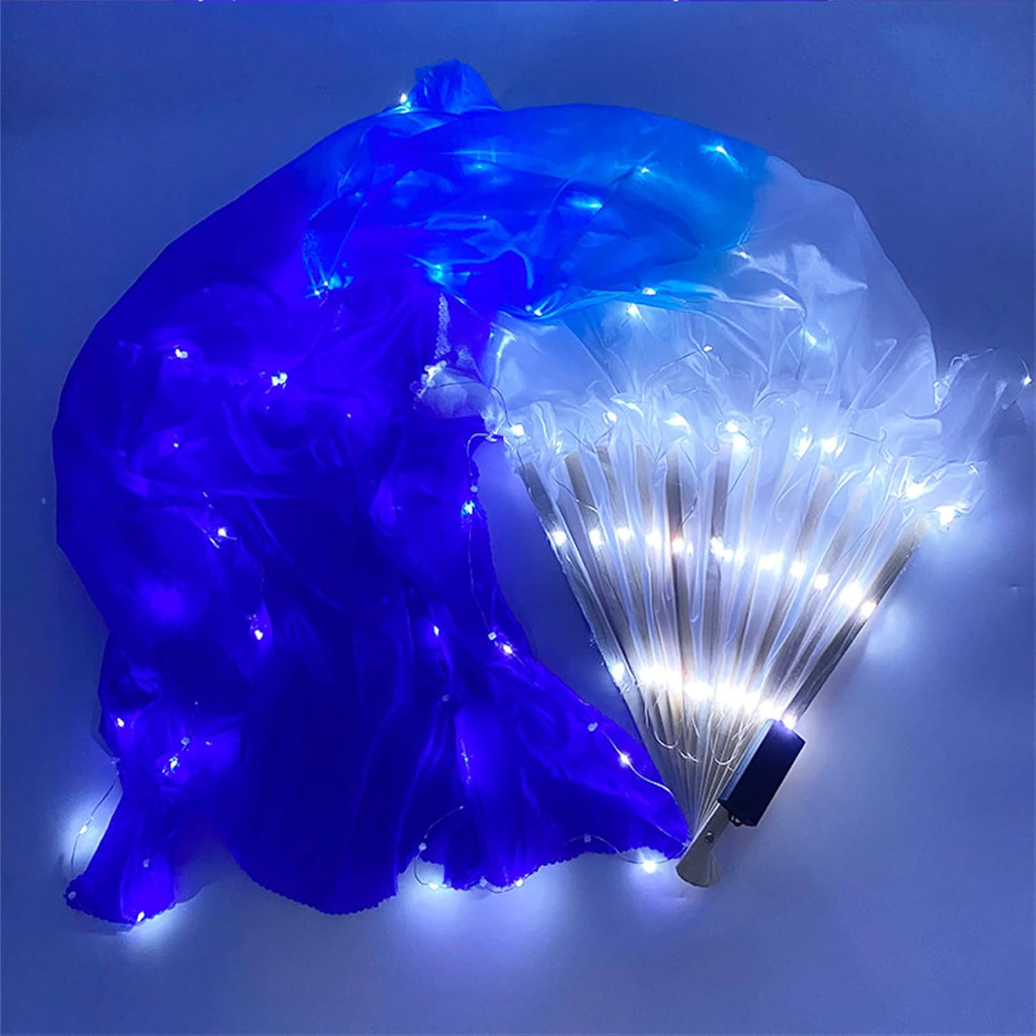 150CM Long LED Belly Dance Fan Illuminated 1PC Wood Frame for Vibranted Stage and Festival Wood Hand