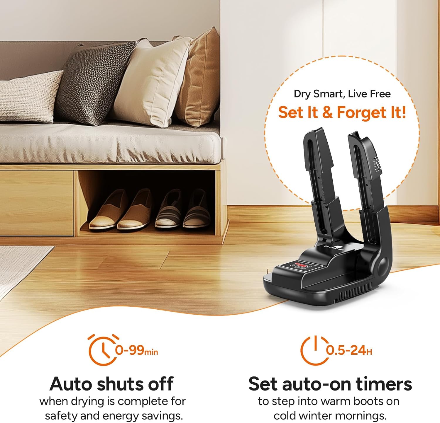 Panoul de control al uscătorului de încălțăminte