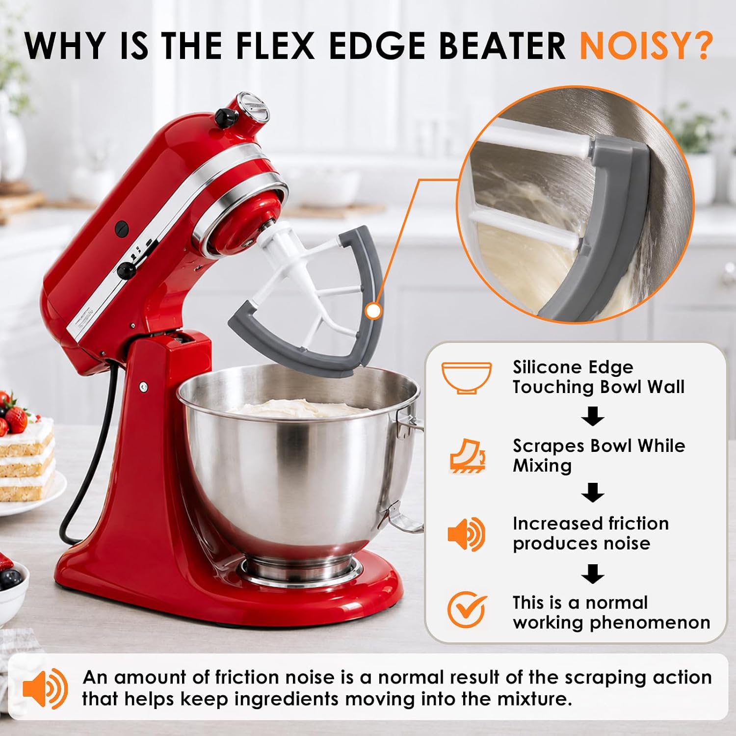 4.5-5QT Flex Edge Beater Replacement for KitchenAid Tilt-Head Mixers