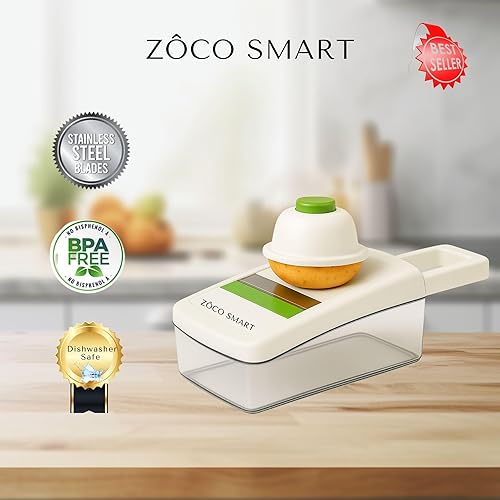Miniatura 2 de Picador de verduras, cortador profesional de mandolina de cocina, cortador de verduras ajustable con cuchillas de acero inoxidable, picador de